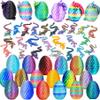 24Pcs 3D Printed Dragon Eggs with Articulated Dragon Inside, Bulk Mystery Crystal Dragon Toys for Kids Party Favors, Christmas Easter Basket Stuffers, School Classroom Rewards, Bulk Mystery Eggs view 1