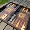 19.6" Classic Antique Backgammon Set | Handmade Inlaid Wooden Board Checkers | Luxury Gift for Father, Husband or Men view 3