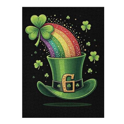 St. Patrick's Day Clover Spring Summers 1000-Piece Wooden Jigsaw Puzzle, Fantasy Nature Puzzle, Clover Meadow Artwork Scene, Cozy Indoor Fun, Great Gift for Families