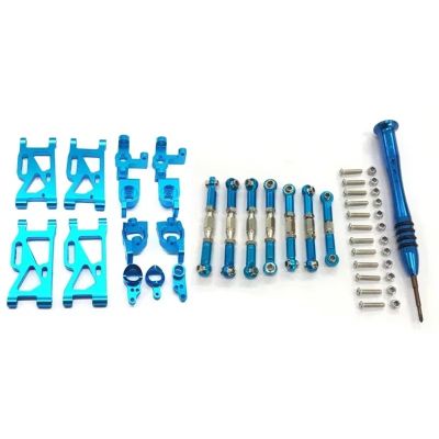For WLtoys 144001 1:14 Metal Steering For Swing Arm Base C Rear Hub For Seat Servo Pull Rod RC Car Upgrade Parts Models Parts(Blue)