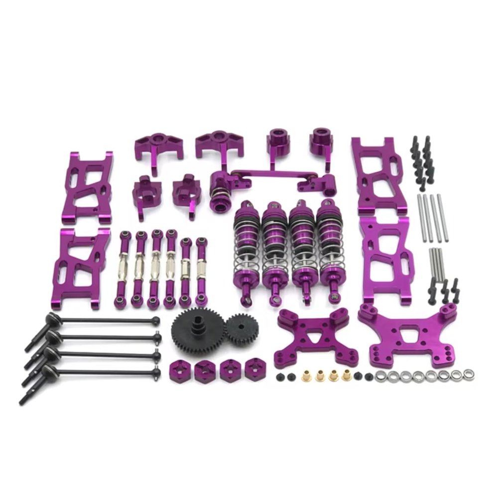 RC Models Parts For WLtoys 144010 144001 144002 124017 124019 Metal Upgrade Retrofit 44T 27T Gear Drive Shaft 14 Pack RC Car Parts(Purple)
