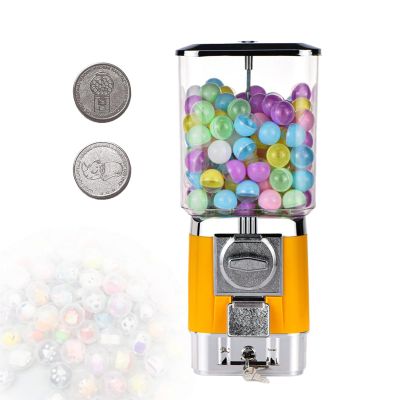 DzkZen Toy Vending Machine Dispenser, Capsule Vending Machine for Game Stores, 200 Balls, 100 Stainless Steel Tokens, Coin Operated Gumball Bank Yellow-toyball