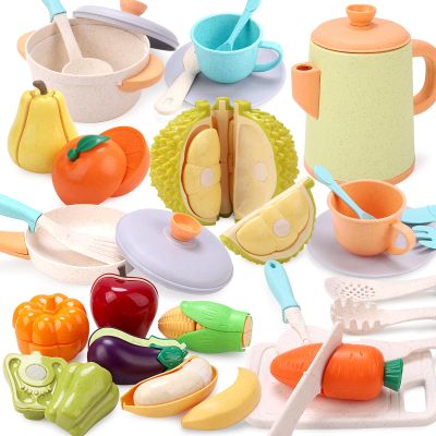 RUIDYA Play Kitchen Accessories, Kids Kitchen Pretend Play Role Play Cutting Fruit Food Toy & Cookware Pot & Pan Set, Toy for Girl Boy Age 3,4,5,6+,Children Cooking Utensil Vegetable Toy