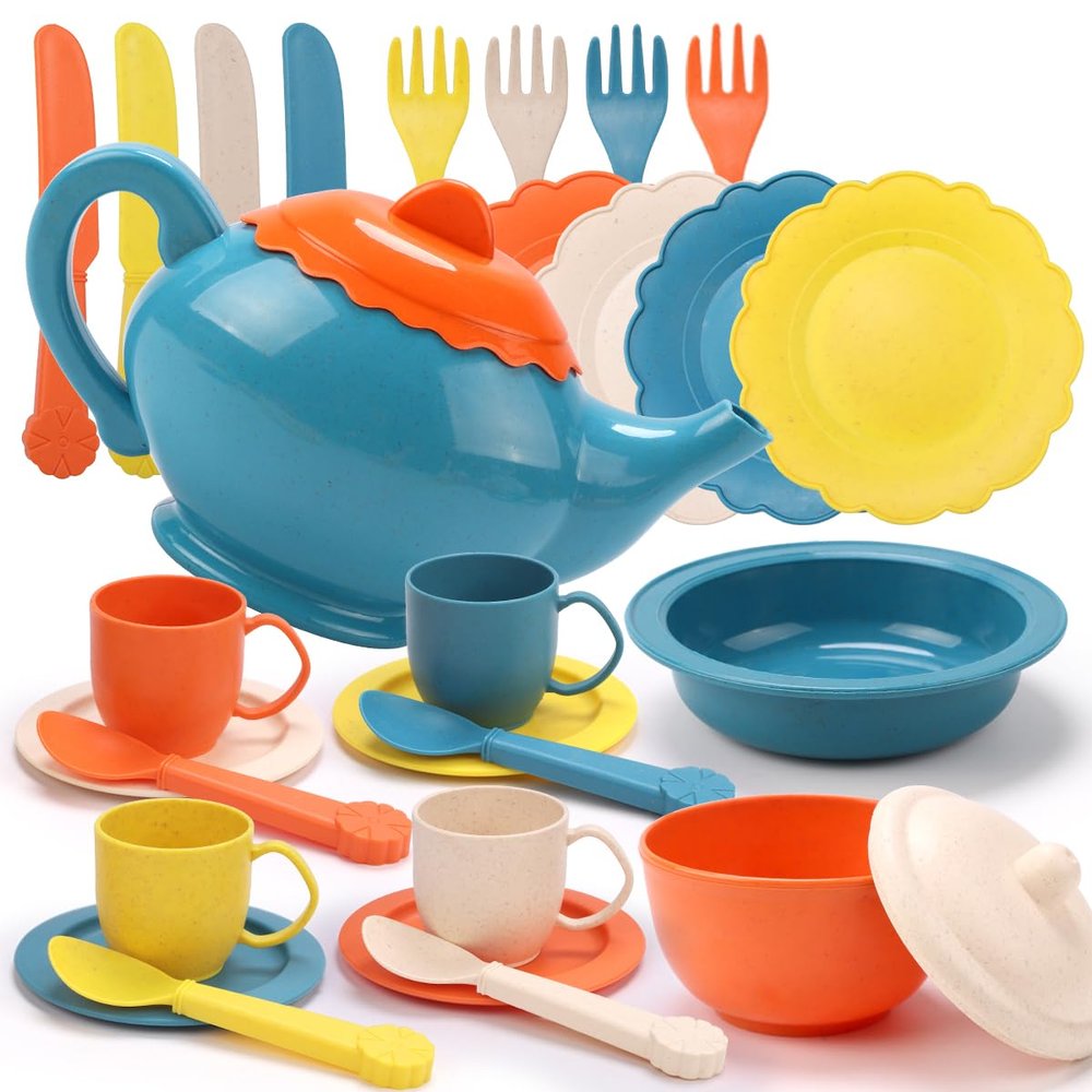 RUIDYA Pretend Play Kitchen Accessories, Kids Kitchen Toys for Boys Girls 3+ Year Old, Afternoon Tea Party Playset Toys, Christmas New Year Toy Gifts for Children