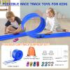 Flexible Race Track for Kids 3+, Flex Tracks 15 Ft Fun Set - DIY Flexible Car Track with 8 Race Cars & 4 Strong Suction Cups, Portable Blue Track Toy Birthday Gifts for Boys & Girls view 3