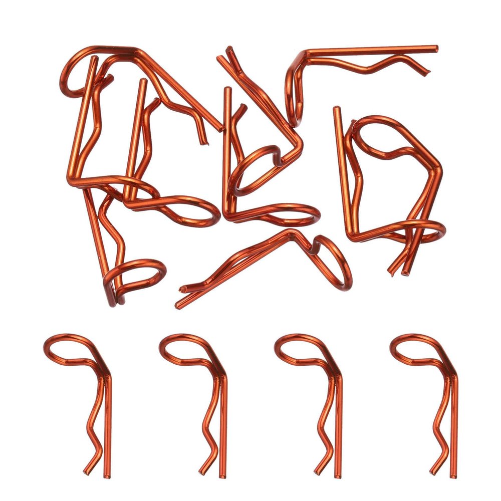 MECCANIXITY 10pcs 0.8x0.24in 90-Degree Angle RC Body Clips Bent Springy R Pins for All 1/8 1/10 1/12 Scale Model RC Car Crawler Truck, Shell Replacement Parts, Orange