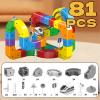 Electric Train Track Sets,DIY Race Car Track,Building Toy Train TrackMagic Cars Sets,Gravity Defying 3D Embedded Layouts & Motorized Car,for 3-8 Years Old Toddler Boys and Girls Birthday (81PCS) view 2
