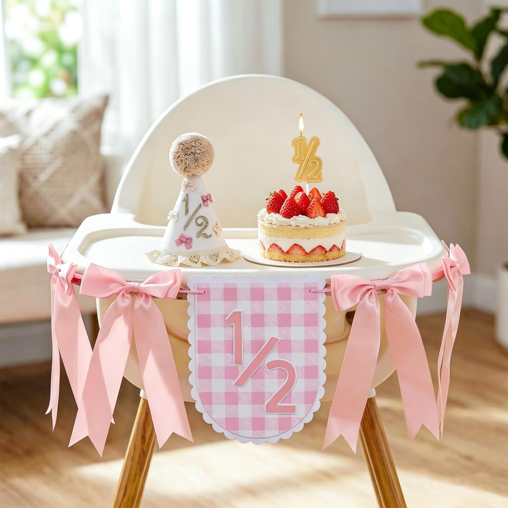 Half Birthday Decorations Set 6 Months Party Decor for 1/2 Birthday Girl