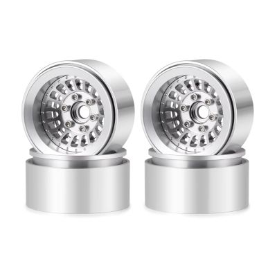 Rc Car Parts For Axial For SCX10 For TRX-4 1/10 4Pcs Aluminum Alloy 30mm 1.9 Inch Beadlock Wheel Rims Hubs RC Crawler Car Upgrade Parts(Silver)