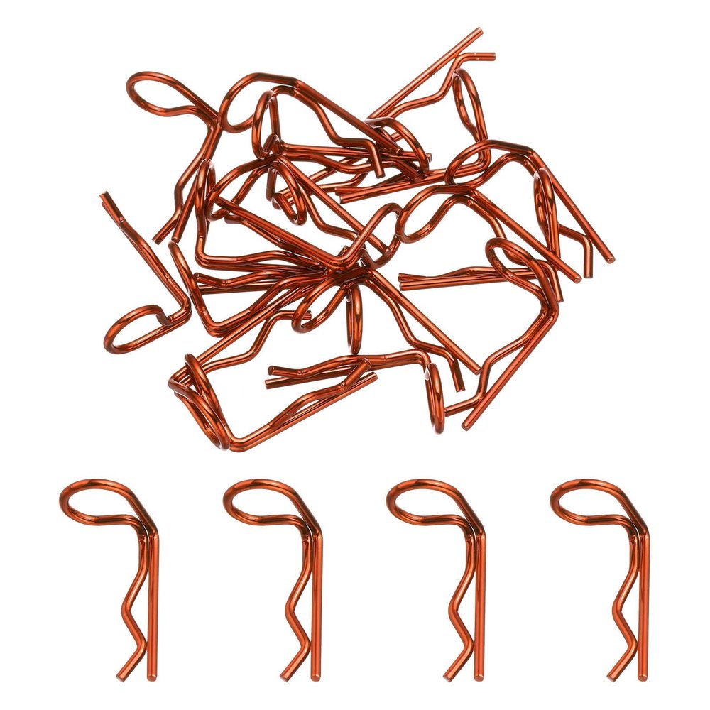 MECCANIXITY 20pcs 0.92x0.28in 90-Degree Angle RC Body Clips Bent Springy R Pins for All 1/8 1/10 1/12 Scale Model RC Car Crawler Truck, Shell Replacement Parts, Orange