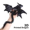SUMLAND 3D Printed Dragon with Wings,3D Printed Animals Toys,Flexible Articulated Winged Crystal Dragon 15.75in,Black view 2