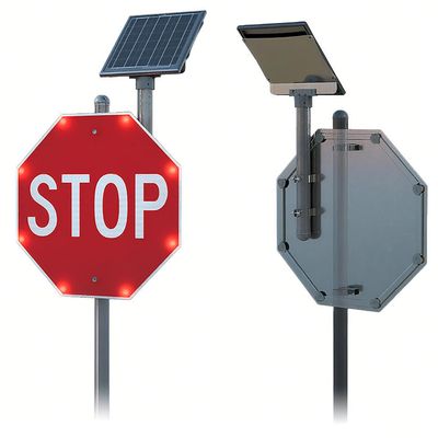 30" Solar Powered LED Stop Sign - Compliant Blinking Traffic Sign, Durable Reflective Aluminum, Easy Install, Waterproof, Day/Night Visibility, Octagon Shape