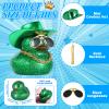 BOZILY Glitter Rubber Ducks with Cowboy Hat & Diamond Sunglasses - Car Dashboard Decor for Adults, DIY Accessory with Gold Necklace and Double-Sided Tape, Green, Squeaky Sound Decoration view 2