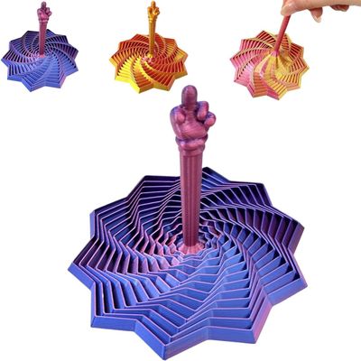 3D Printed Expanded Sensory Fidget StarStress-Relief Spinning Tower Toy with Handle Frustration Star Toy,Honeycomb Whirling Spiral Design for ADHD & Stress Relief (Red-Blue)