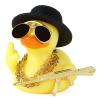 BOZILY Funny Rubber Duck with Accessories Kit - DIY Unique Car Dashboard Decor, Includes Top Hat, Sunglasses, 3 Gold Necklaces, AK47, Tape, Safe Rubber Material for Office, Gifts view 1