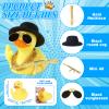 BOZILY Funny Rubber Duck with Accessories Kit - DIY Unique Car Dashboard Decor, Includes Top Hat, Sunglasses, 3 Gold Necklaces, AK47, Tape, Safe Rubber Material for Office, Gifts view 2