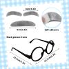 6PCS Old Man Mad Scientist Wig Costume Set,Crazy Physicist Wigs Costume with Hair Net,Eyebrows,Mustache,Glasses Frame for Kids Boys 100th Day of School,Grandpa Cosplay Props,Dress up Supplies view 2