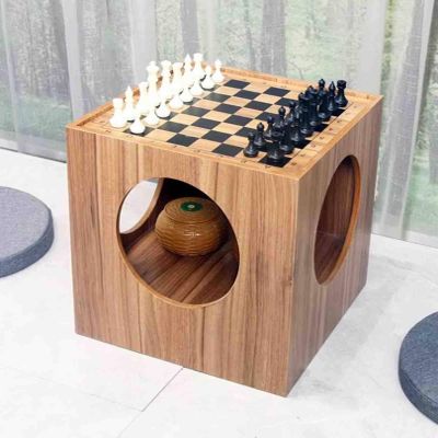 2-in-1 Wooden Chess & Go Table - Dual-Sided Chessboard Coffee Table Furniture - Elegant Design for Game Enthusiasts