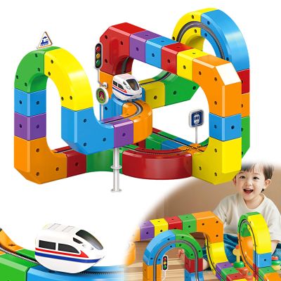 2025 New Electric Train Track Set - Gravity-Defying 3D Magical Track with Motorized Cars, Flexible STEM Learning Building Toy for Toddlers 3-8 Boys Girls Birthday Gift