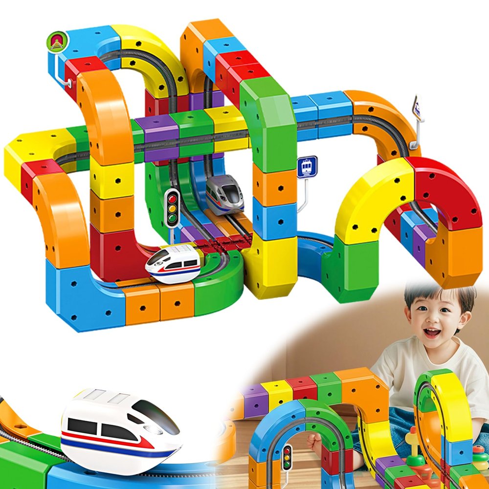 2025 New Electric Train Track Set - Gravity-Defying 3D Magical Track with Motorized Cars, Flexible STEM Learning Building Toy for Toddlers 3-8 Boys Girls Birthday Gift