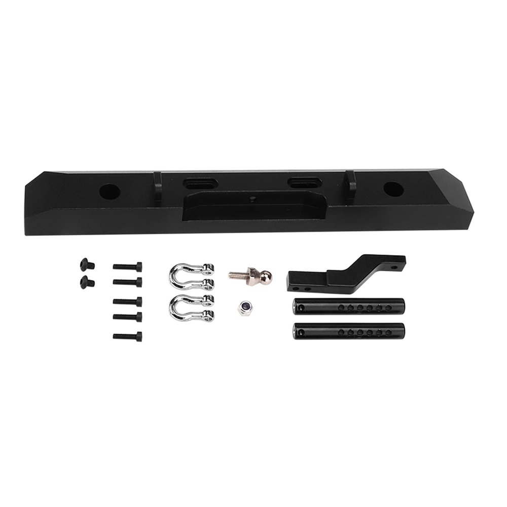 Aluminium Alloy RC Rear Bumper Guard, Upgrade Parts for RGT 1/10 Truck Overland Rock Cruiser EX86100, Lightweight Durable RC Accessory with Drag Hook and U Shape Hooks, Perfect (Black B-R86026S)