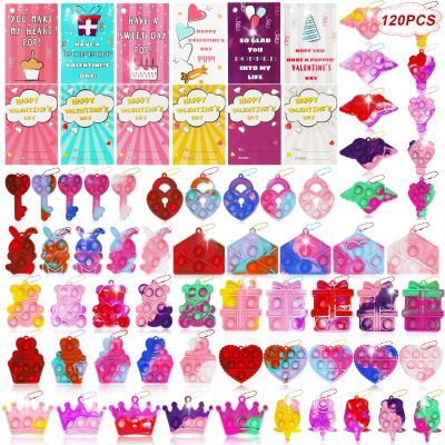 120 Pack Valentines Day Gifts for Kids, Valentines Cards with Pop Bubbles Bulk, Fidget Valentine for Girls Boys Toddler, Class Classroom Exchange Gifts, Fidget Toys Party Favors