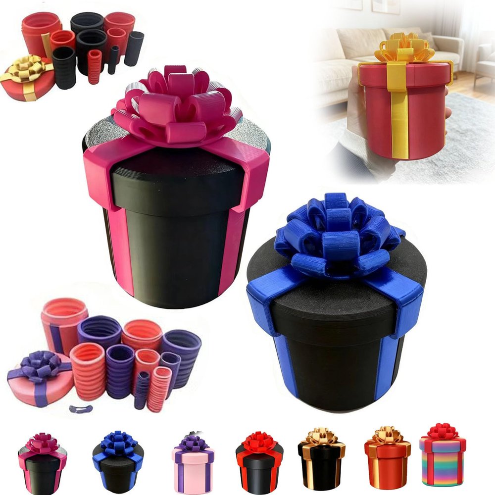 Annoying Nested Screw Gift Box & Annoying Gift Box,Prank Money Puzzle Boxes for Cash Gifts,Nesting Screw Gifts Boxes,Reusable 3D Printed Fun for Birthday, Christmas & Party Games (Pink+Blue)