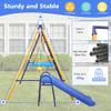 7 in 1 Kids Swing Set for Backyard Outdoor Play - Heavy Duty Metal A-Frame with Slide, Climbing Ladder, Swing Seats & Gym Ring view 3