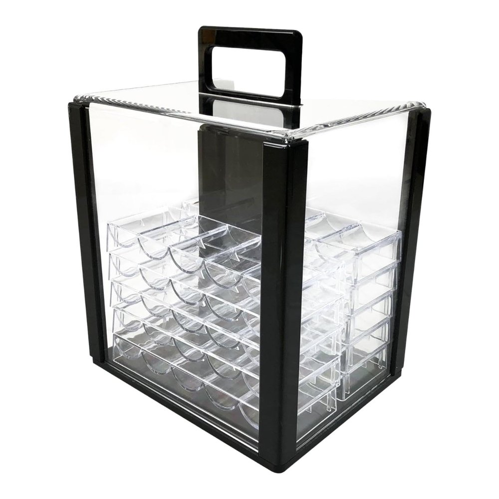 AlluraPet Acrylic Chip Case Storage Box with 40mm Trays - Portable Carry Case Chip Holder for Poker Chips, Club Party, Commercial Game Night