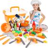 Alomejor Kids Kitchen Play Set,Kids Cooking Set,with Pots, Pans, Utensils, Vegetables Fruits, Girls, Boys view 1
