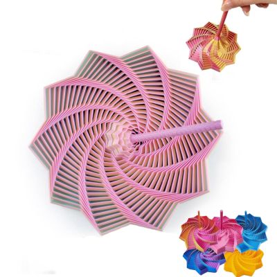 3D Printed Expanded Sensory Fidget Star - 3D Expanded Sensory Fidget Star with Handle, Colorful Whirling Spiral Design, for Relieving Stress, Irritability and Relaxation (Crystal, L-25rings)