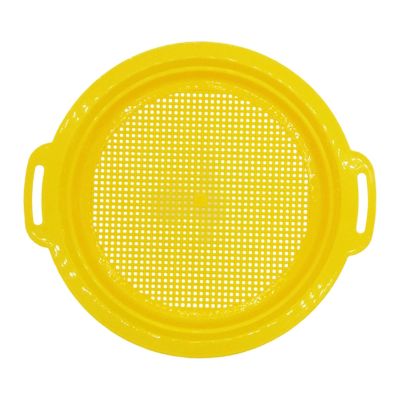 PawwJoy Kids Sand Sifter Sieve Beach Strainer Toy with Portable Handle Sand Sifting Pan for Park Backyard Gardening- Yellow