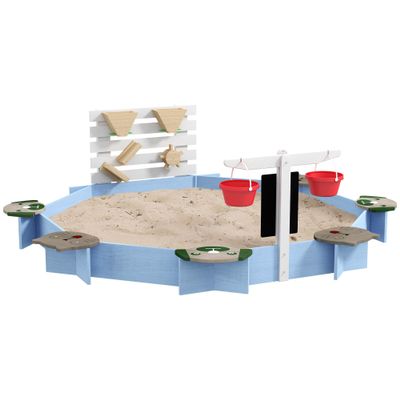 GOWE Wooden Sandbox for 3-7 Years, 85" x 85" x 25", Blue