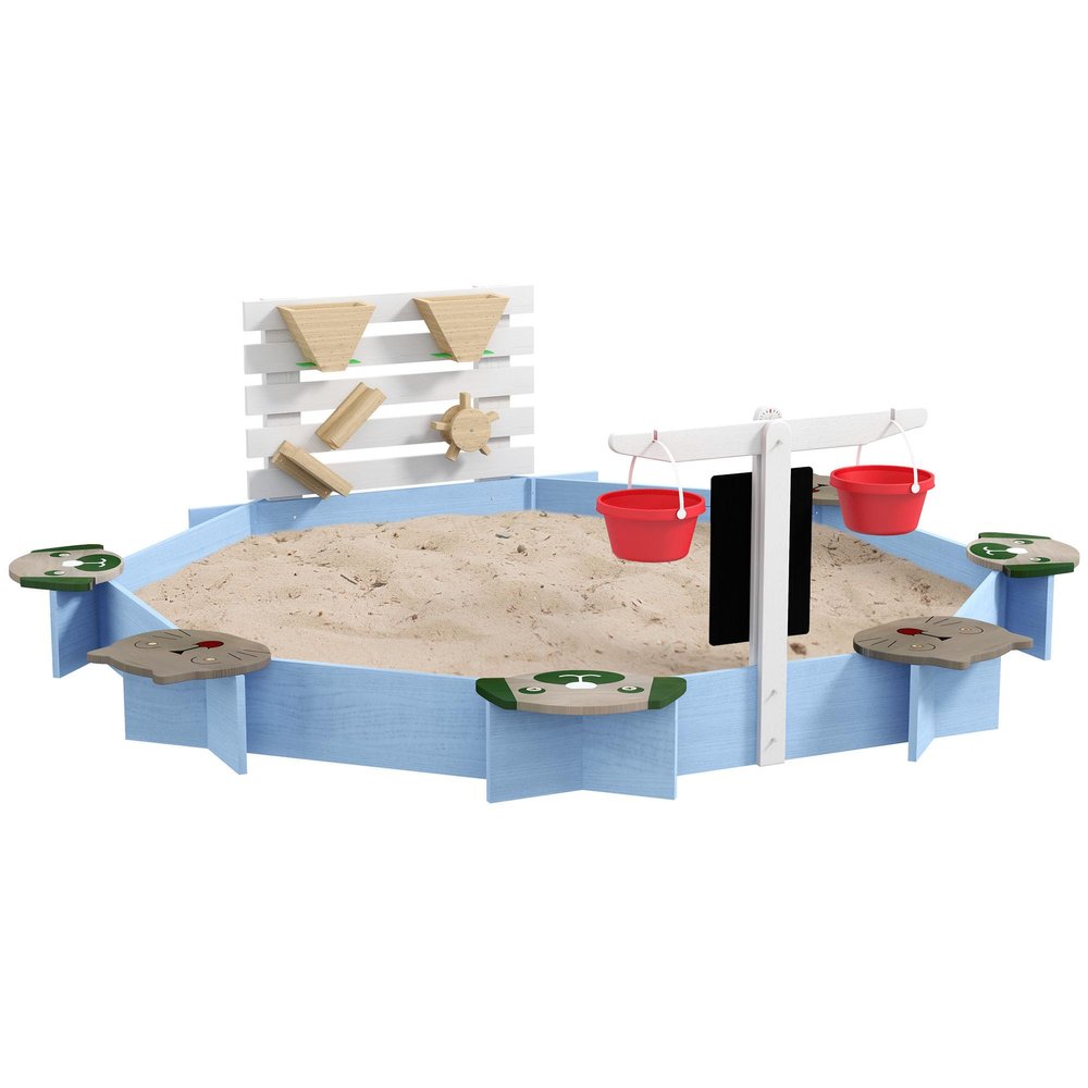 GOWE Wooden Sandbox for 3-7 Years, 85" x 85" x 25", Blue