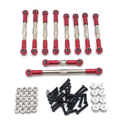Remote Control Car Metal Adjustable Pull Rod Steering Rod Parts Kit Fit For WPL 1/16 C14 C24 B24 for JJRC RC Car confident(Red)