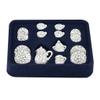 15pcs Dining Ware Porcelain Tea Set Dish Cup Plate 1/12 Dollhouse Miniature Daisy Pattern White Black view 4