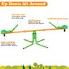 360 Degree Rotating Kids Outdoor Seesaw Swing with Sturdy Iron Frame for Backyard Play - Green view 4
