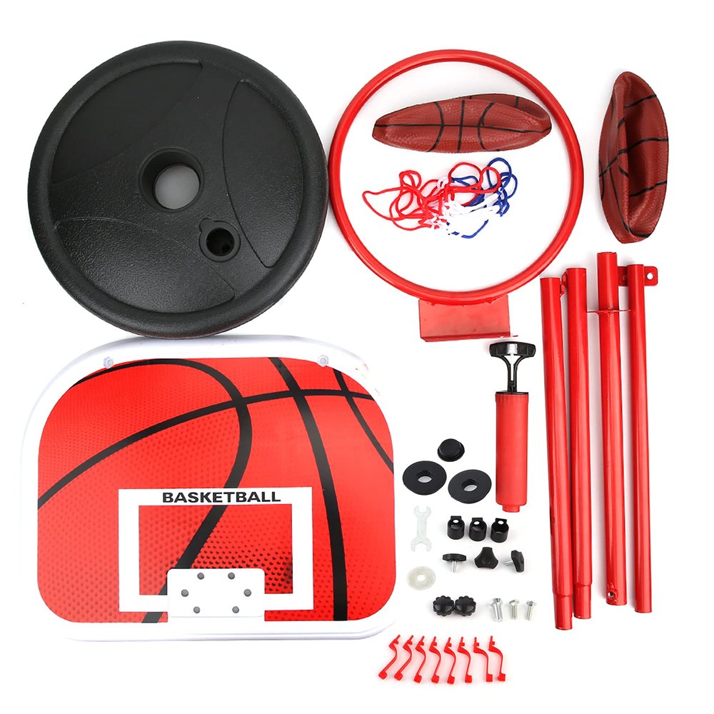 Adjustable Height Basketball Stand for Kids, Children Basketball Training Equipment Set, Portable Basketball Hoop with Backboard and 2 Balls, Durable Iron Frame for Indoor Outdoor