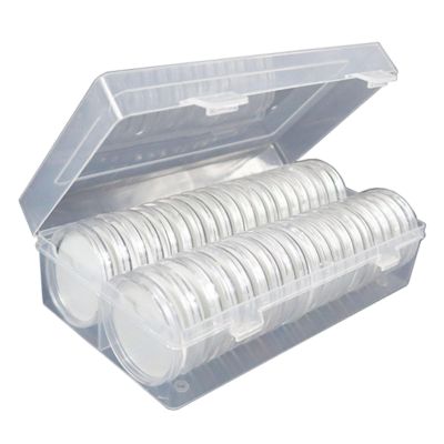 50-Piece Capsule Storage Box Set with Inner Pads - Clear Universal Medal Holder Case for Coin Collecting Display and Protection