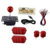 Arcade Games DIY Parts Joystick Components Replacement Modification Supplies, Arcade Rod with Buttons Board, Red - Complete 1 Player Kit with USB Cable view 1