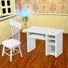 1:12 Miniature Computer Desk and Chair Set Wood Office Desk Modern Study Table Model White Dollhouse Furniture view 3