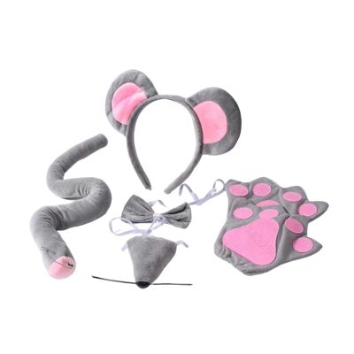 blloocod Mouses Ears Headband Halloween Cosplay Costume Set with Tail Pin for Kids Party Favors