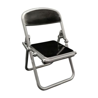 1/12 Scale Miniature Folding Chair Model for 6inch Action Figures, Black Dollhouse Furniture Accessory for Scene Layout DIY Projects