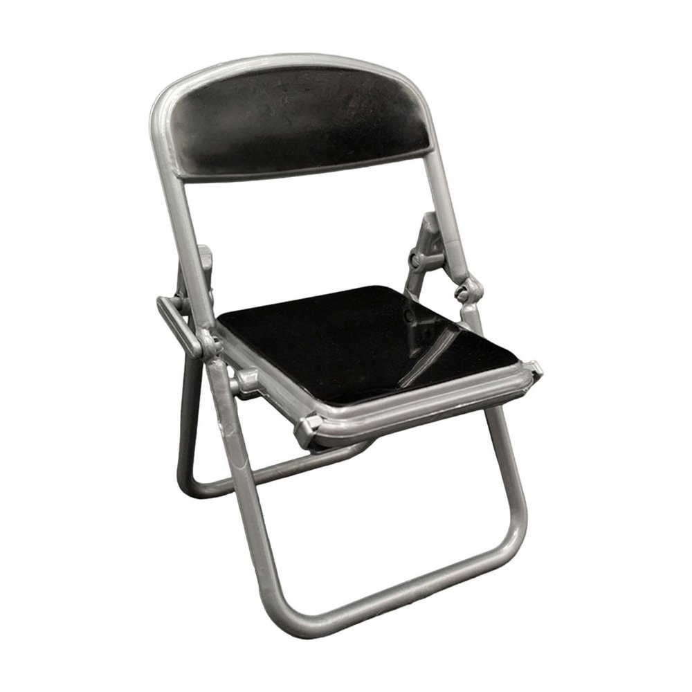 1/12 Scale Miniature Folding Chair Model for 6inch Action Figures, Black Dollhouse Furniture Accessory for Scene Layout DIY Projects