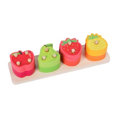 blloocod Fruit Wooden Sorting Stacking Toy, Shape Sorter Color Stacker Sensory Puzzles Shape Color Recognition Blocks for Children