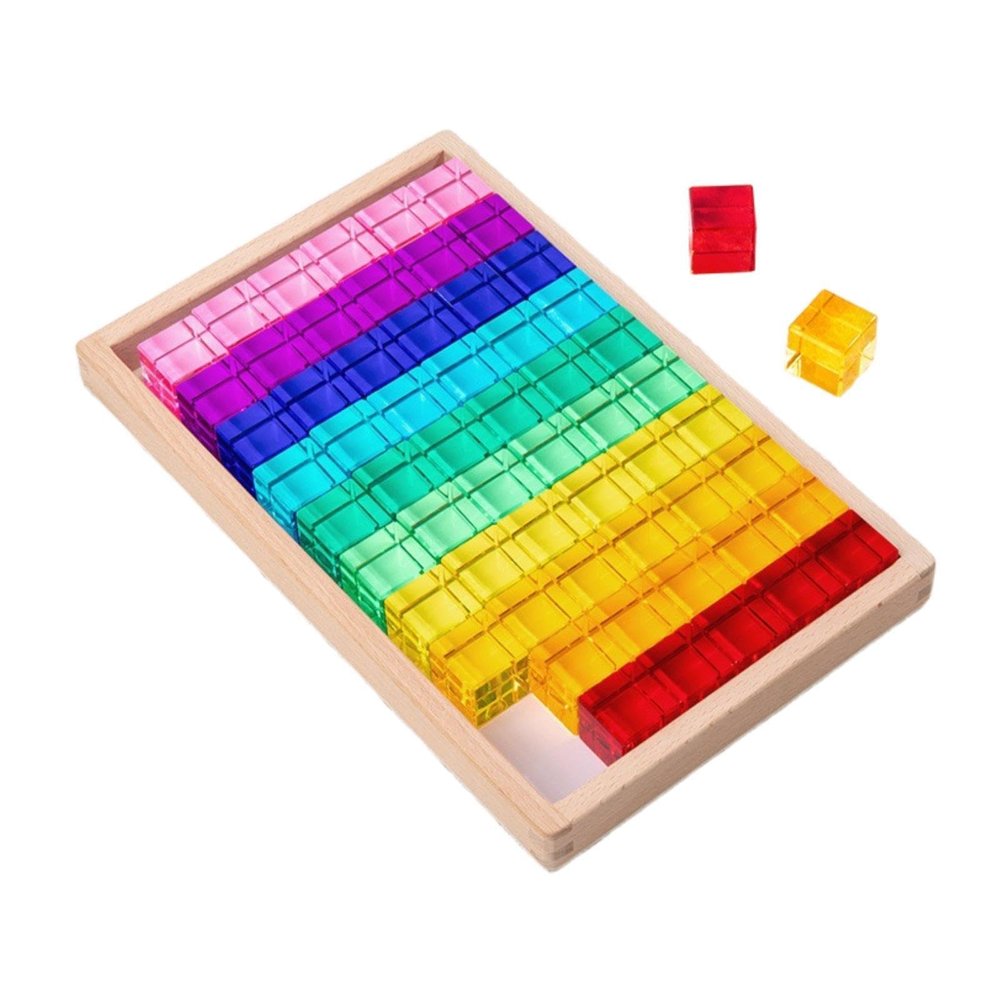 blloocod 60x Rainbow Acrylic Cubes Building Blocks, Transparent Stacking Sorting Educational Toys for Kids, Early Learning Centers, 0.98inch