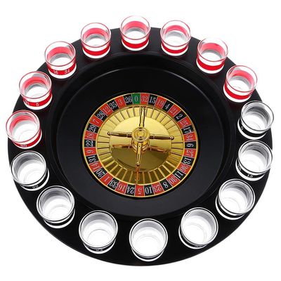 blloocod Russian Roulette Drinking Game Set with 16 Shot Glasses and Turntable, Suitable for Adult Parties, Gatherings
