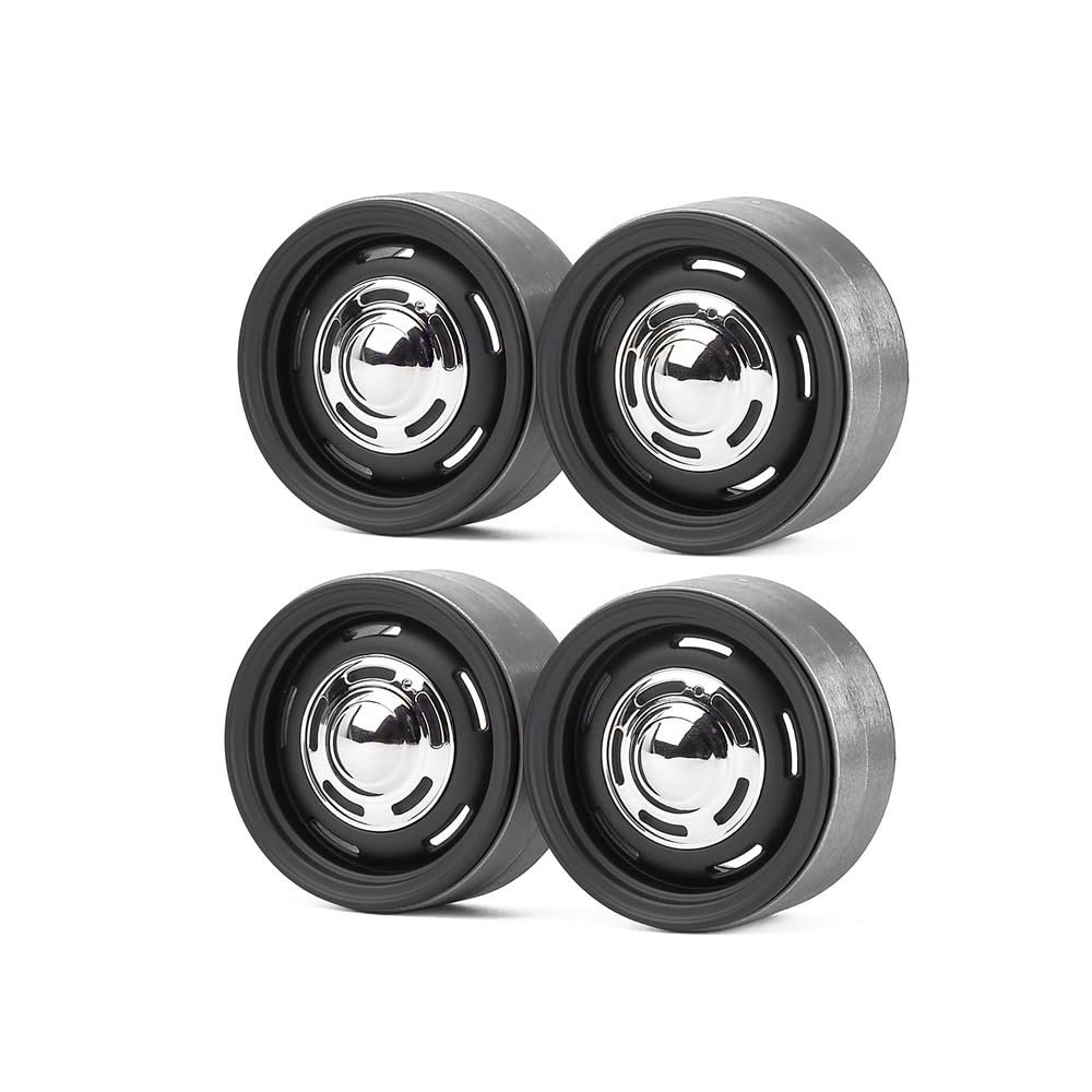 4pcs 1.9" Metal Hub G12 Retro Replica Tire Hub for 1/10 RC Roadster SCX10 TRX4 (Black-4pcs)