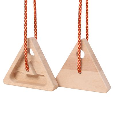 2Pcs Triangle Climbing Hangboard with Rope Brown Wood Portable Durable Training Fingerboard for Outdoor Home Use Enhance Grip Strength