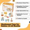 123 BABY BOX 6-in-1 Montessori Learning Toys for 13-18 Months - Toddler Developmental Activity Set with Bear Tower, Pound Bench, Beads Coaster & More Educational Wooden Toys view 4